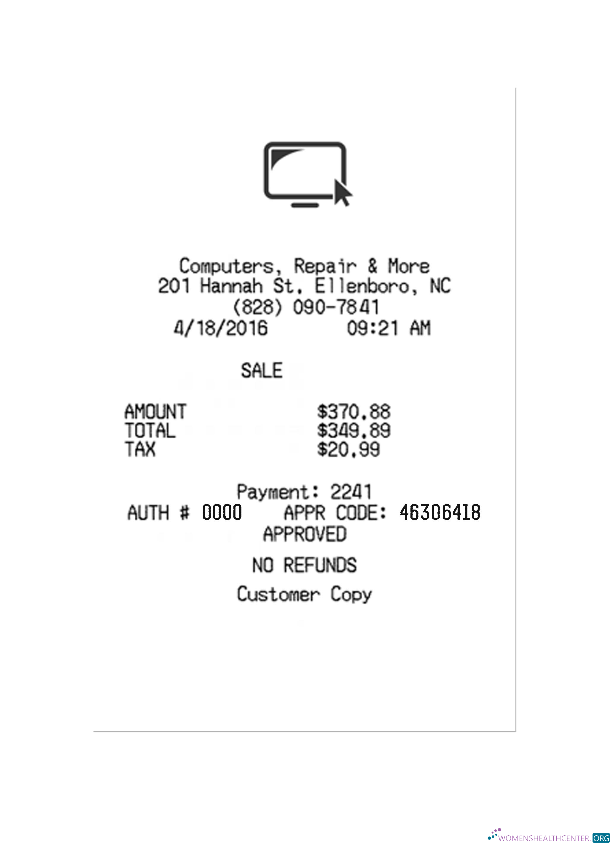 Download COMPUTERS,REPAIR & MORE payment receipt Photoshop template
